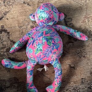 Lilly Pulitzer Pink and Green Plush Monkey